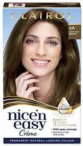 Clairol Nice'n Easy Crème Permanent Hair Dye, 6A Light Ash Brown, 152ml £1.50 + £4.49 NP @ Amazon