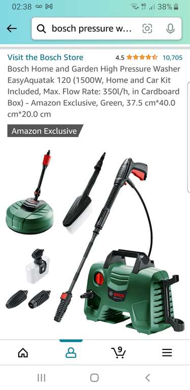 Bosch Home and Garden High Pressure Washer EasyAquatak 120 (1500W, Home and Car Kit Included, Max. Flow Rate: 350l/h, in Cardboard Box)