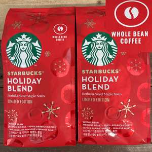 2x Starbucks Holiday Blend Coffee WHOLE BEANS (2x190g) - £2.95 + £4.95 delivery @ Low Price Foods