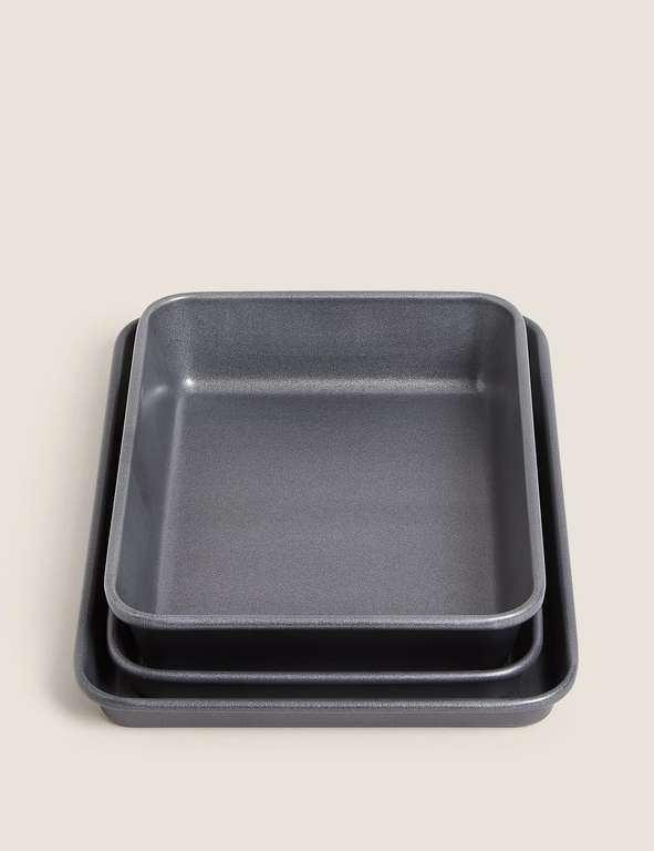 Set of 3 Non-Stick Carbon Steel Roasting Trays - Free Click & Collect