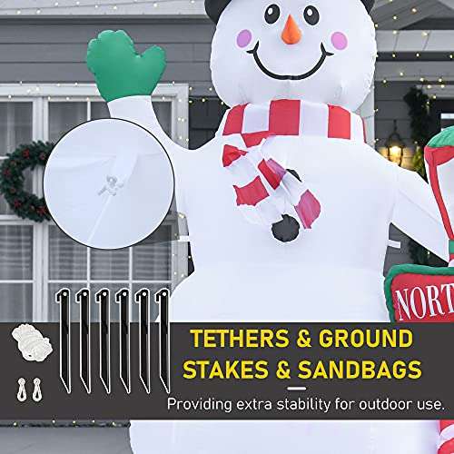 HOMCOM 8ft Tall Christmas Inflatable Snowman w/ Street Lamp, Lighted for Home Indoor Outdoor - £32.99 sold & dispatched by MHSTAR @ Amazon
