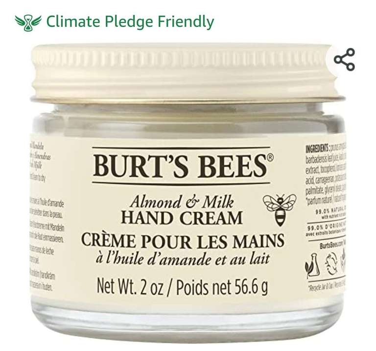 Burt's Bees Almond oil, beeswax & Milk Hand Cream 56.6g. £5.17 / £4.65 Subscribe & Save at Amazon