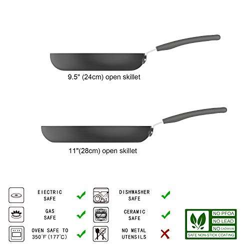 Amazon Basics Hard Anodised Non-Stick 2-Piece Skillet Pan Set, 24 cm and 28 cm, Grey - £12.80 @ Amazon