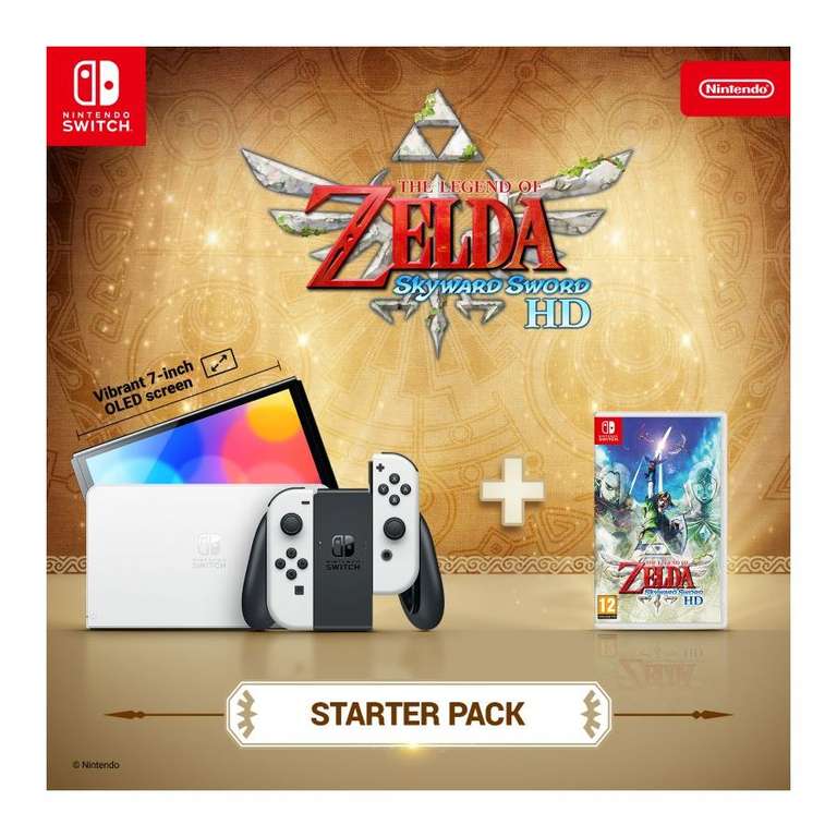 Nintendo Switch OLED Console White with FREE The Legend of Zelda Skyward Sword HD (Switch) plus £7.62 back in reward points