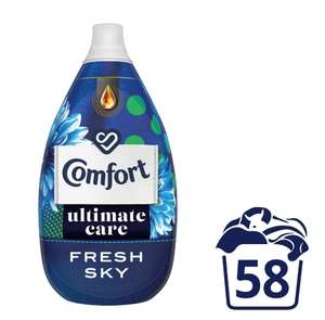 Comfort Ultimate Care Fabric Conditioner Fresh Sky 58 Washes 870ml, Nectar Price