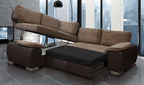 Enzo - Corner Sofa Bed LHD chaise - Brown £599 @ Amazon