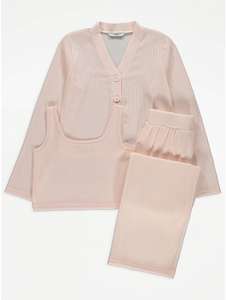 Girl’s 3 piece set Pink Ribbed Cardigan Crop Top and Trousers Set from £7.50 free click and collect George