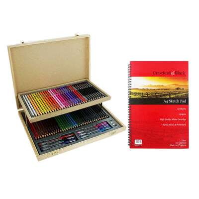 75 Piece Stationery Set and A4 Sketchbook Bundle - £11 Free Collection (Or + £3.99 Delivery) @ The Works