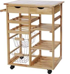 Argos Home Pine Kitchen Trolley with Tile Top - 2 drawers, 5 shelves, 2 baskets for £64 click & collect @ Argos