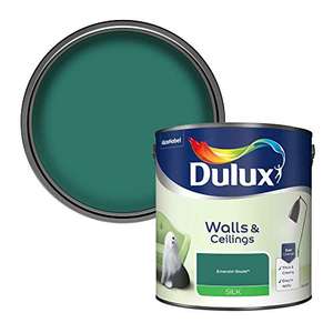 Dulux Walls & Ceilings Silk Emulsion Paint in Emerald Glade / Overtly Olive (more colours in description), 2.5 Litres £13 @ Amazon