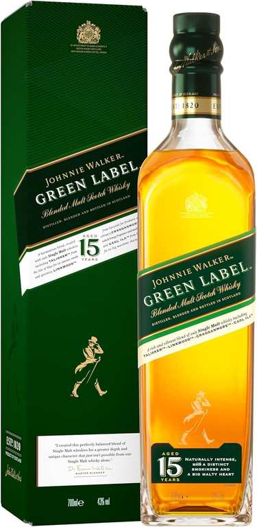 Johnnie Walker Green Label | 43% vol | 70cl | Blended Malt Scotch Whisky | Matured at Least 15 Years