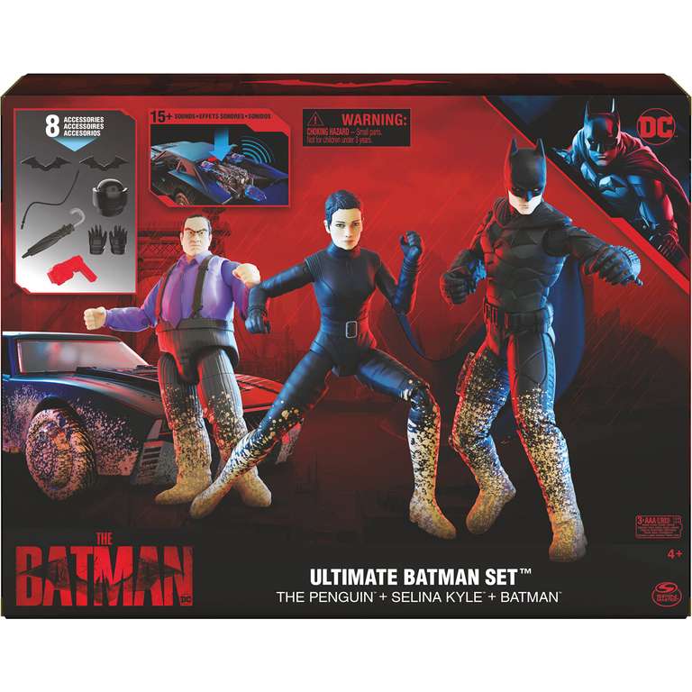 Ultimate Batman set w/Batman, Selina Kyle and The Penguin Action Figures, Batmobile & Accessories