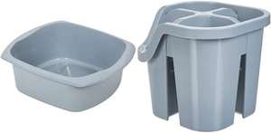 Addis Large Rectangular Bowl, 9.5 Litre & Eco 100% Recycled Plastic Cutlery Utensil Drainer Tray holder caddy, Grey, Single £3.99 @ Amazon