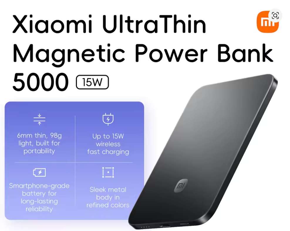 Xiaomi Ultrathin Magnetic Power Bank 5000mAh 15W – MagSafe & 22.5W