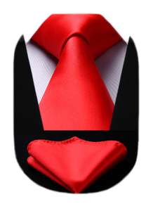 HISDERN Men's Solid Tie Handkerchief Set Wedding Party Formal Classic Ties & Pocket Square Sets Gifts Necktie for Men sold by hisdern FBA