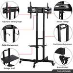 Yaheetech Mobile Height Adjustable TV Stand on Wheels for 32”-75” TVs W/Voucher - Sold by Yaheetech UK