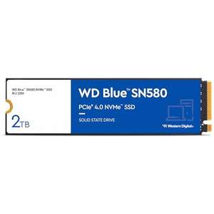WD Blue SN580 2TB, M.2 2280, NVMe SSD, PCIe Gen4, up to 4150 MB/s read speeds, nCache 4.0 Technology