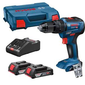 Bosch Professional 18V System Cordless Combi Drill GSB 18V-55 (2x2.0 Ah Battery, Charger 18V-40, in L-BOXX 136)