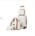 4Pcs Cream Travel Set 12+20 Inch ABS Hard Shell Suitcase and Travel Bags - Sold by unisky