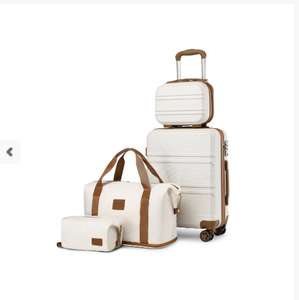 4Pcs Cream Travel Set 12+20 Inch ABS Hard Shell Suitcase and Travel Bags - Sold by unisky