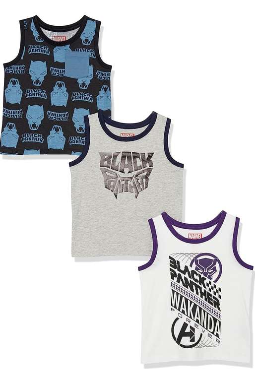 Amazon Essentials Marvel Boys Sleeveless Vest T-Shirts, Pack of 3 Age 4 - £5.32 @ Amazon