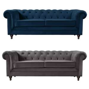 Habitat Chesterfield Velvet 3 Seater Sofa - 4 Colours to Choose From