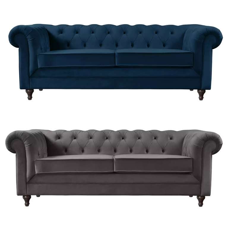 Habitat Chesterfield Velvet 3 Seater Sofa - 2 Colours to Choose From
