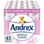 Andrex Gentle Clean Toilet Rolls - 45 Toilet Roll Pack £21.09 / £18.98 Subscribe & Save @ Amazon