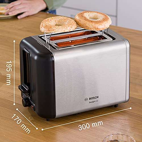 Bosch DesignLine TAT3P420GB 2 Slot Stainless Steel Toaster with variable controls - available in Silver, Black and White - £29.99 @ Amazon