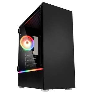 Kolink Bastion RGB Midi Tower Gaming Computer Case - Black Glass Window / ARGB Strip & Fan