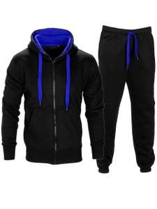 Men’s Tracksuit Contrast Cord Set Fleece Zip Hoodie Top Bottoms Jogging Joggers - Sold by Love My Fashions