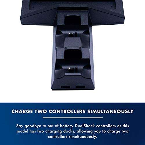 Numskull PS4 Console Stand with Cooling Fan, DualShock 4 Controller Charger Dock, Storage for 4 Games
