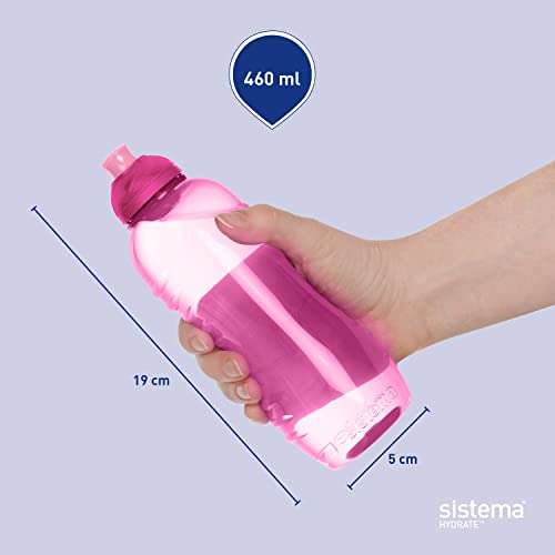 Sistema Twist 'n' Sip Squeeze Sports Water Bottles | Leakproof Water Bottles | 460 ml | BPA-Free 4 Pieces - £8.12 @ Amazon