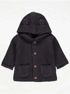 Charcoal Knitted Hooded Cardigan size up to 6lbs + free C&C