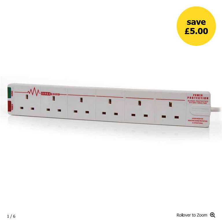 Wilko 13 Amp 2m 6 Socket Surge Protected Extension Lead £10 + Free Click & Collect @ Wilko