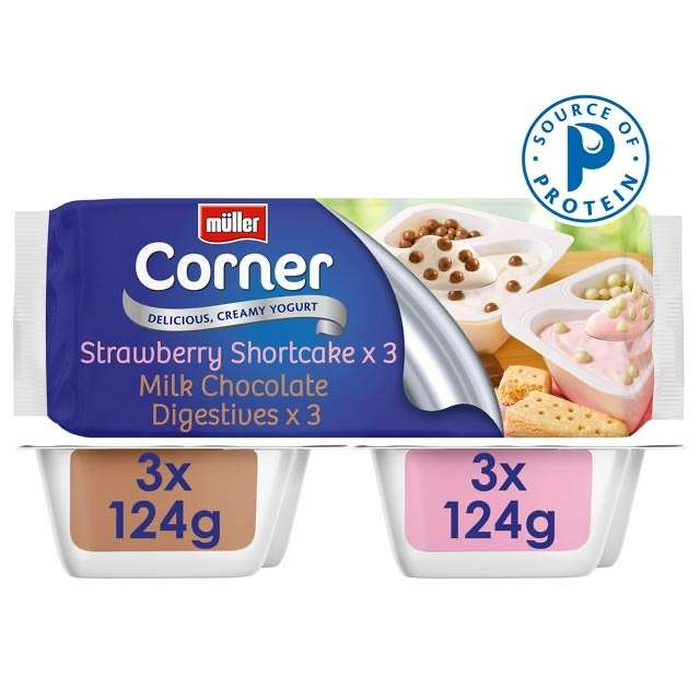 Müller Corner 6 pack £2 e.g Chocolate Digestive & Strawberry Shortcake Yogurts 6x124g @ Sainsburys
