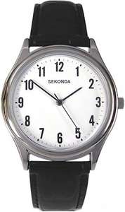 Sekonda Men's White Dial Black Leather Strap Watch - £13.99 + Free Click and Collect at H Samuel