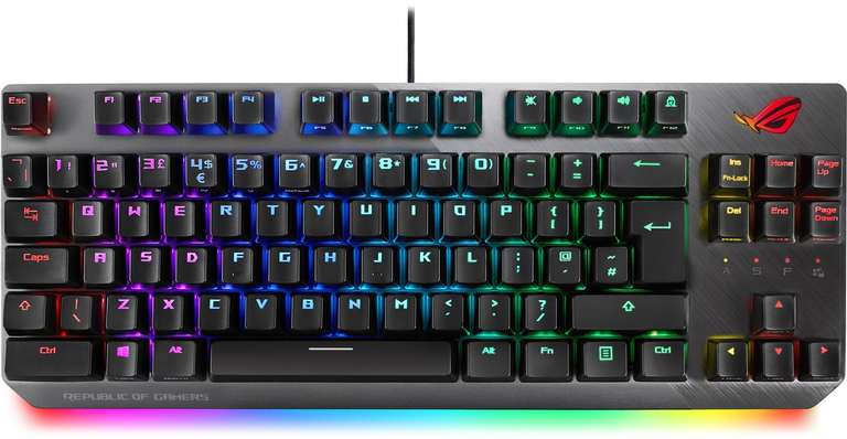 ASUS ROG Strix Scope TKL Deluxe RGB Wired Mechanical Gaming Keyboard with Cherry MX Red Stealth Keys (UK QWERTY) £89.99 @ CCL Computers
