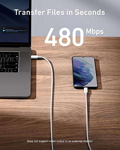 USB C to USB C Charger Cable, Anker 543 100W Fast Charging USB C Cable 2.0 (6ft/1.8m) - £6.99 With Voucher @ AnkerDirect / Amazon