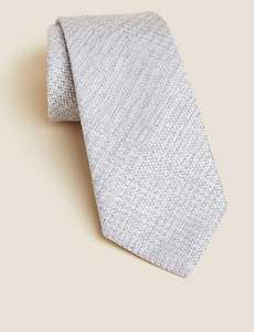 M&S Collection Textured Linen Rich Tie with Silk (Silver) - £8 (Free Click & Collect) @ Marks & Spencer
