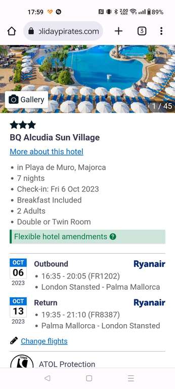 7 nights 3* star hotel in Majorca depart 6th October from Stansted 2 adults Bed & Breakfast, 20kg luggage + transfers