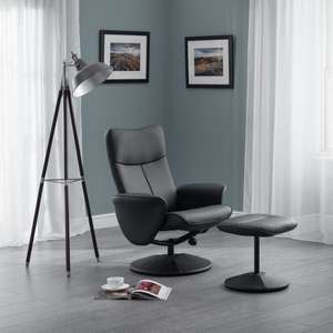 Lugano Faux Leather Black Recliner and Stool - £124.50 Delivered @ Dunelm