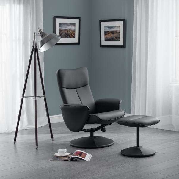 Lugano Faux Leather Black Recliner and Stool - £124.50 Delivered @ Dunelm