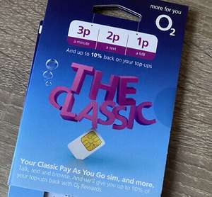 O2 Classic PAYG Sim (Call 3p / Txt 2p / Internet 1p/mb), Sold by Simcard Warehouse