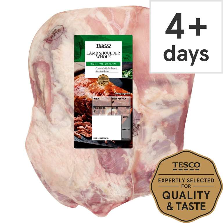 Tesco Lamb Whole / Half Shoulder Joint £5.10 - per kg (Clubcard Price) (Min Weight 1.4kg/£14.28)