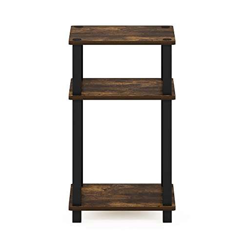 Furinno End Table, Amber Pine/Black, 1-Pack