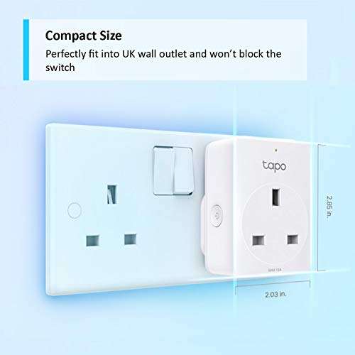 Tapo Smart Plug Wi-Fi Outlet Without Energy Monitoring, 2 Pack