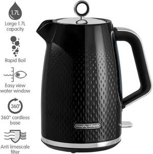 MORPHY RICHARDS Verve 103010 Jug Kettle - Black ( 3000W / Rapid Boil / 360 degree base ) - free click and collect