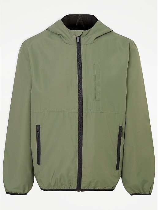 Boy’s Hooded Zip Up Lightweight Jacket Black or Khaki - £7 - £8 + Free Click & Collect @ George