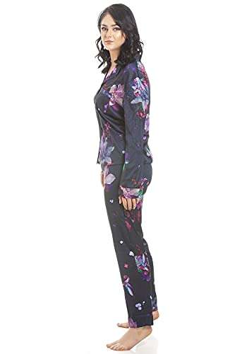 Camille Womens Long Sleeve Floral Satin Pyjama Set sizes 8-20 - £12.50 with voucher @ Amazon